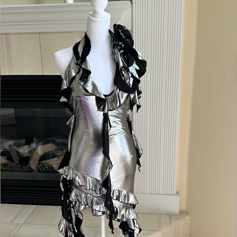 Silver ruffle dress